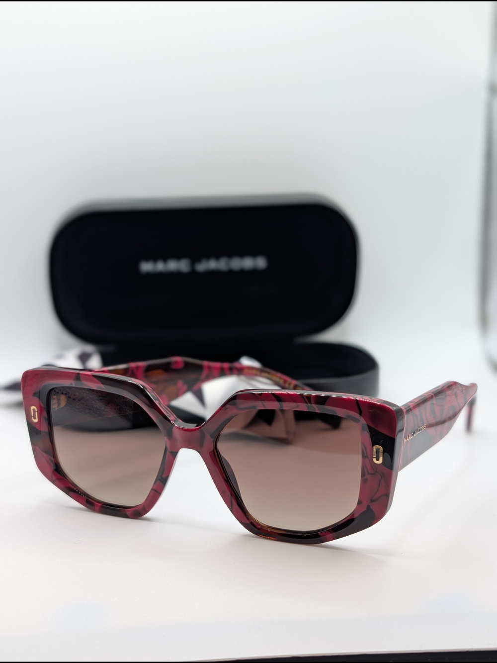 Marc Jacobs MJ 1116/S Marble Burgundy Geometric Sunglasses NIB